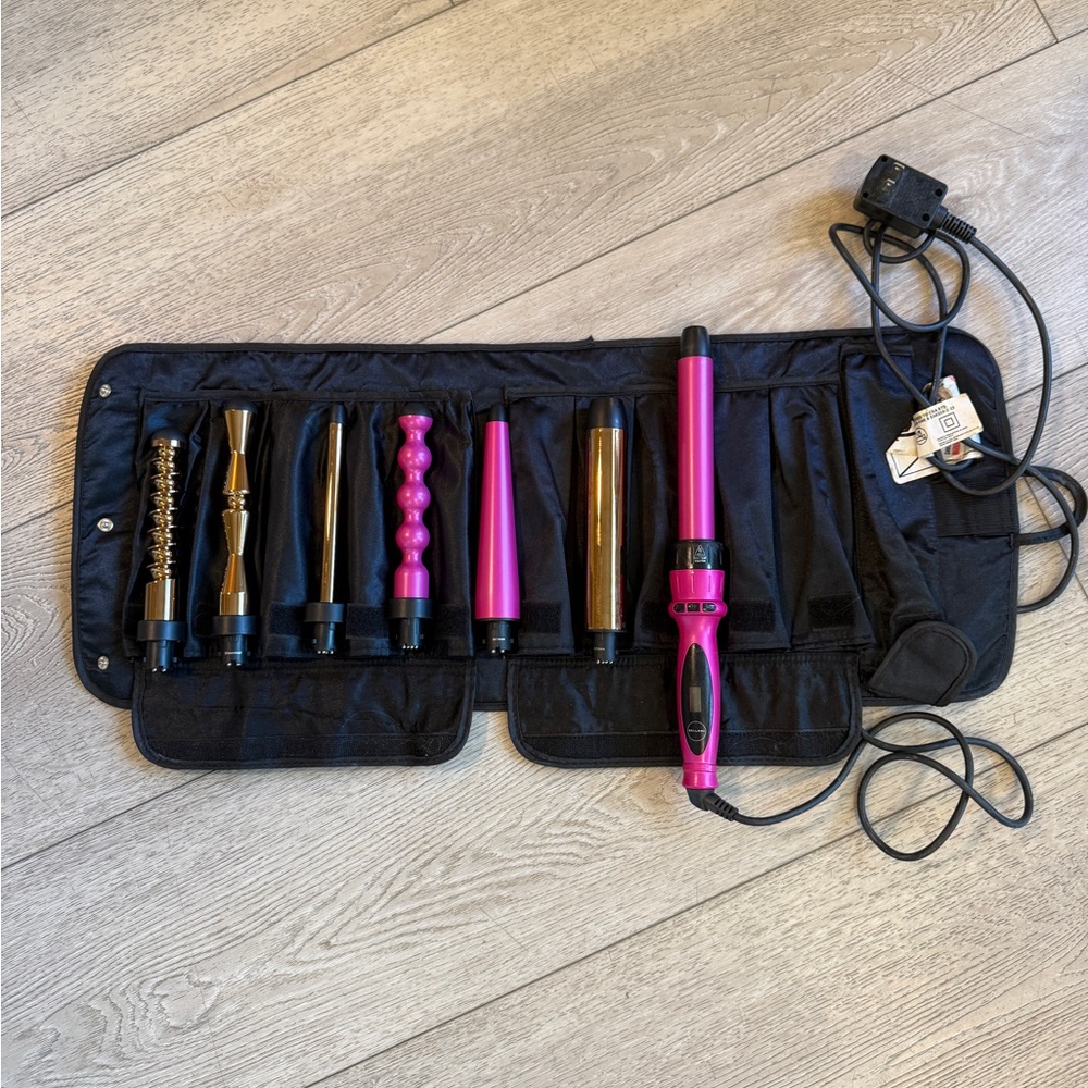 Pink Multi-Barrel Curling Wand Set with Storage Roll by BELLAMI